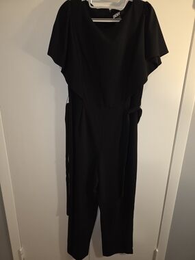 DKNY Black Flutter-Sleeve Jumpsuit